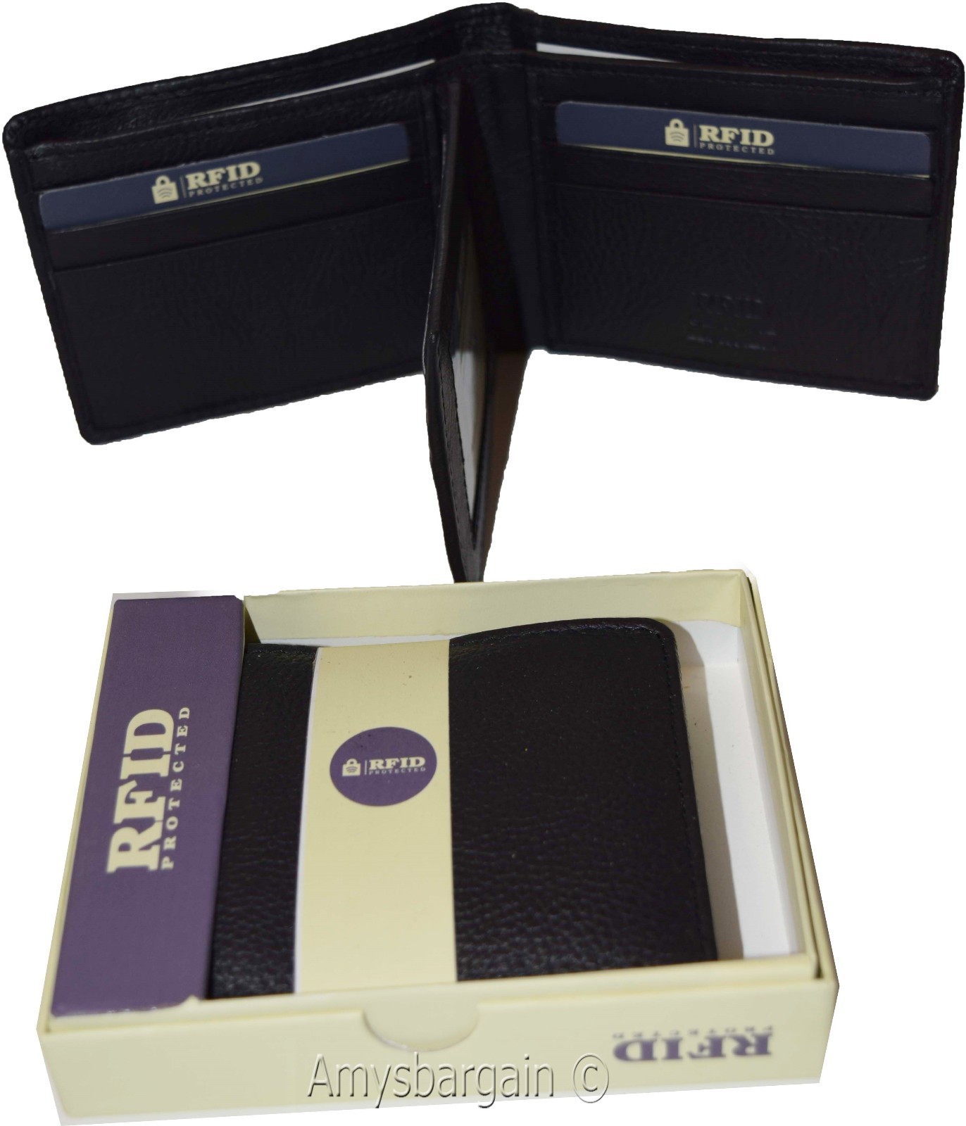 men's wallet rfid genuine leather bifold 2 billfold 9 card wallet brn new in box - Image 7
