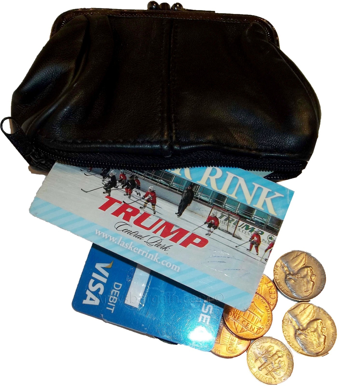 new ladies 2 sided 2 pockets leather change purse coin purse zip coin purse - Image 10