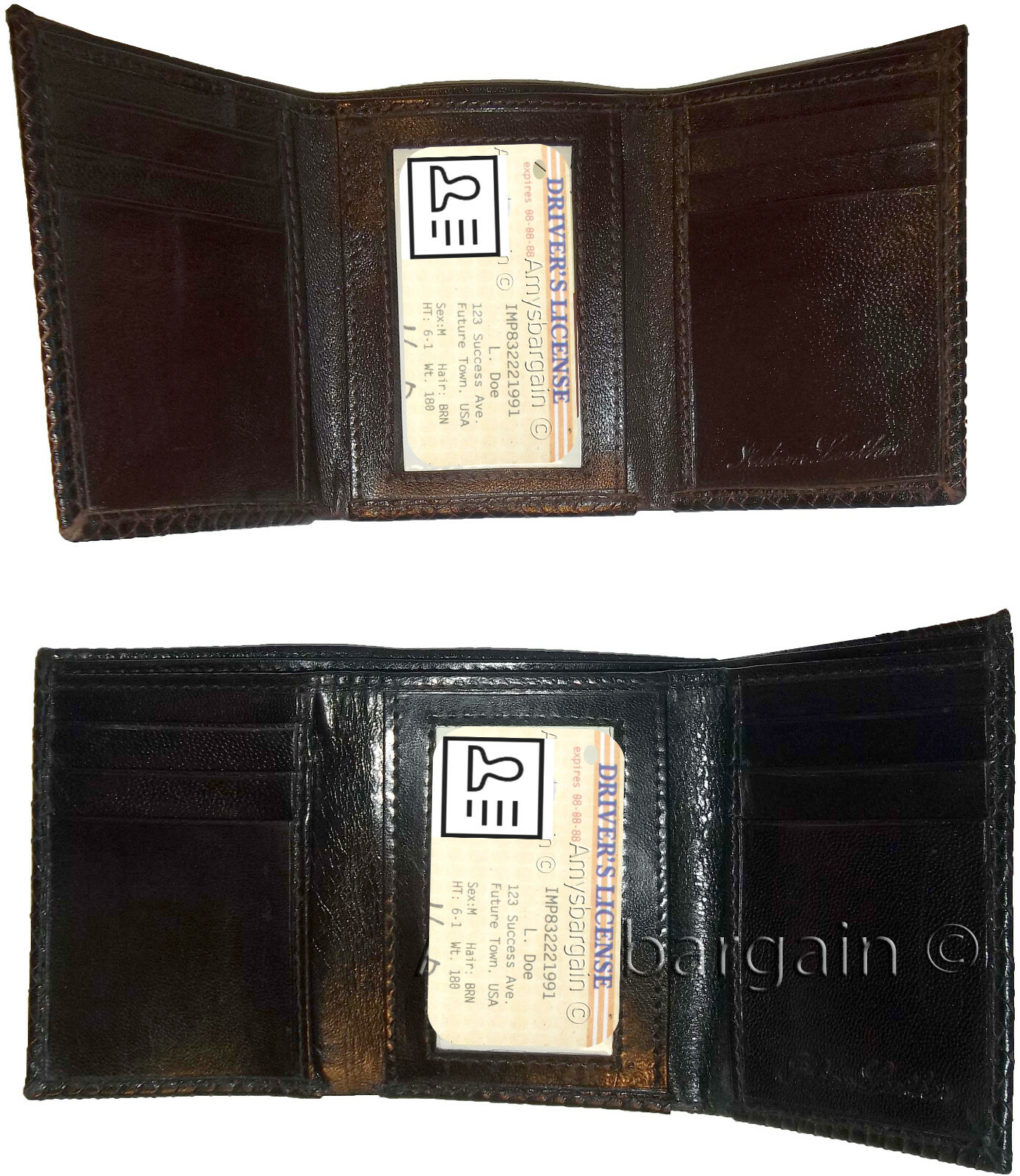 2 new style Woven Printed Leather Man's Trifold wallet 2 bill slots 9 card ID - Image 11