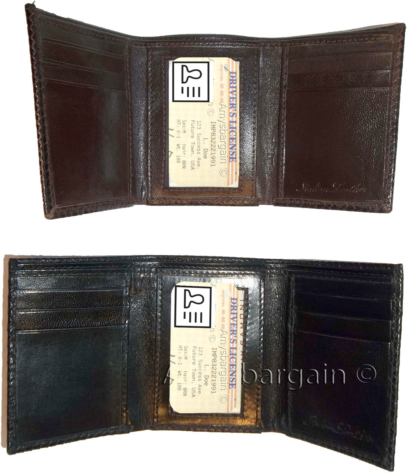 2 new style Woven Printed Leather Man's Trifold wallet 2 bill slots 9 card ID - Image 12