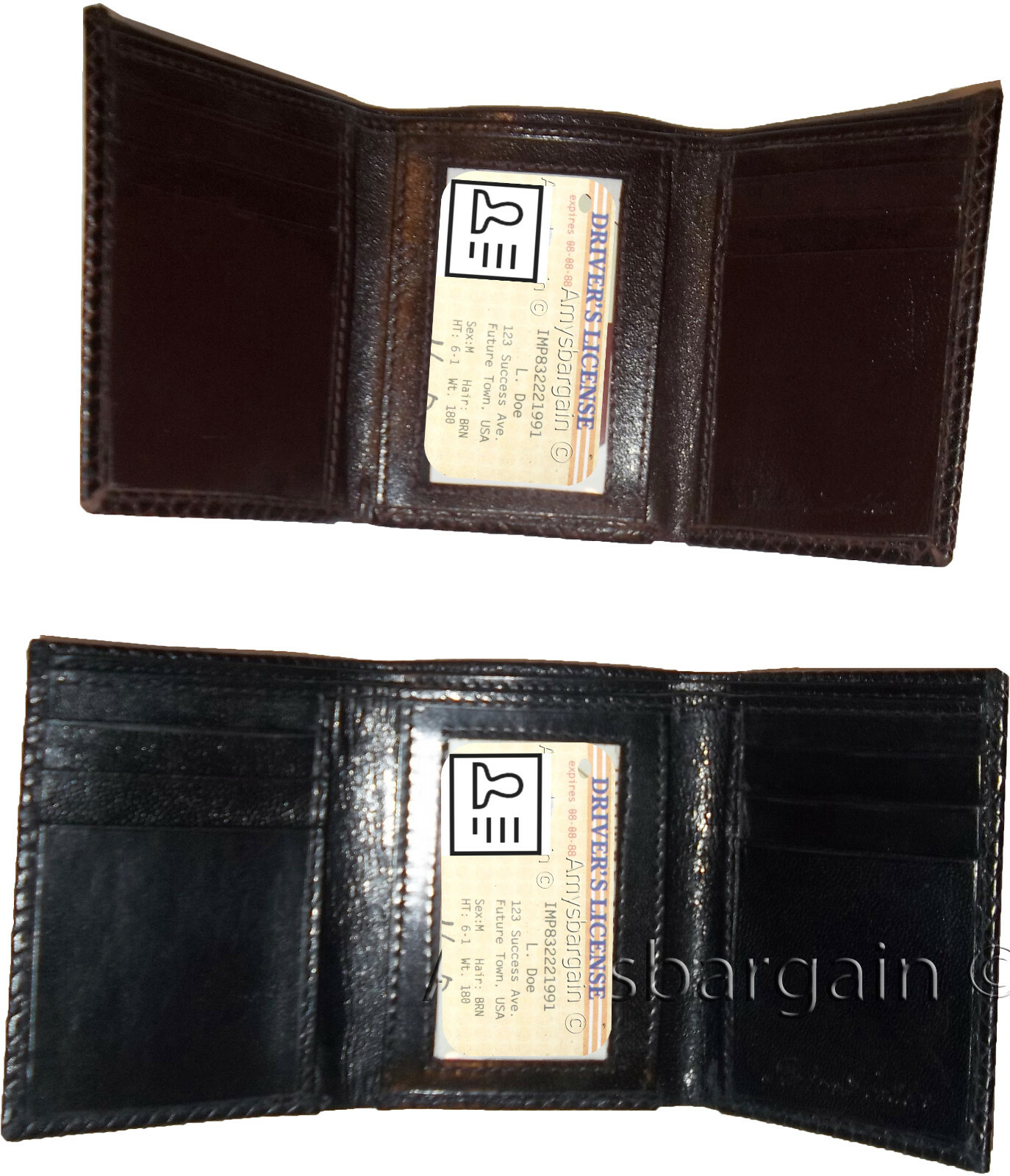 2 new style Woven Printed Leather Man's Trifold wallet 2 bill slots 9 card ID - Image 4
