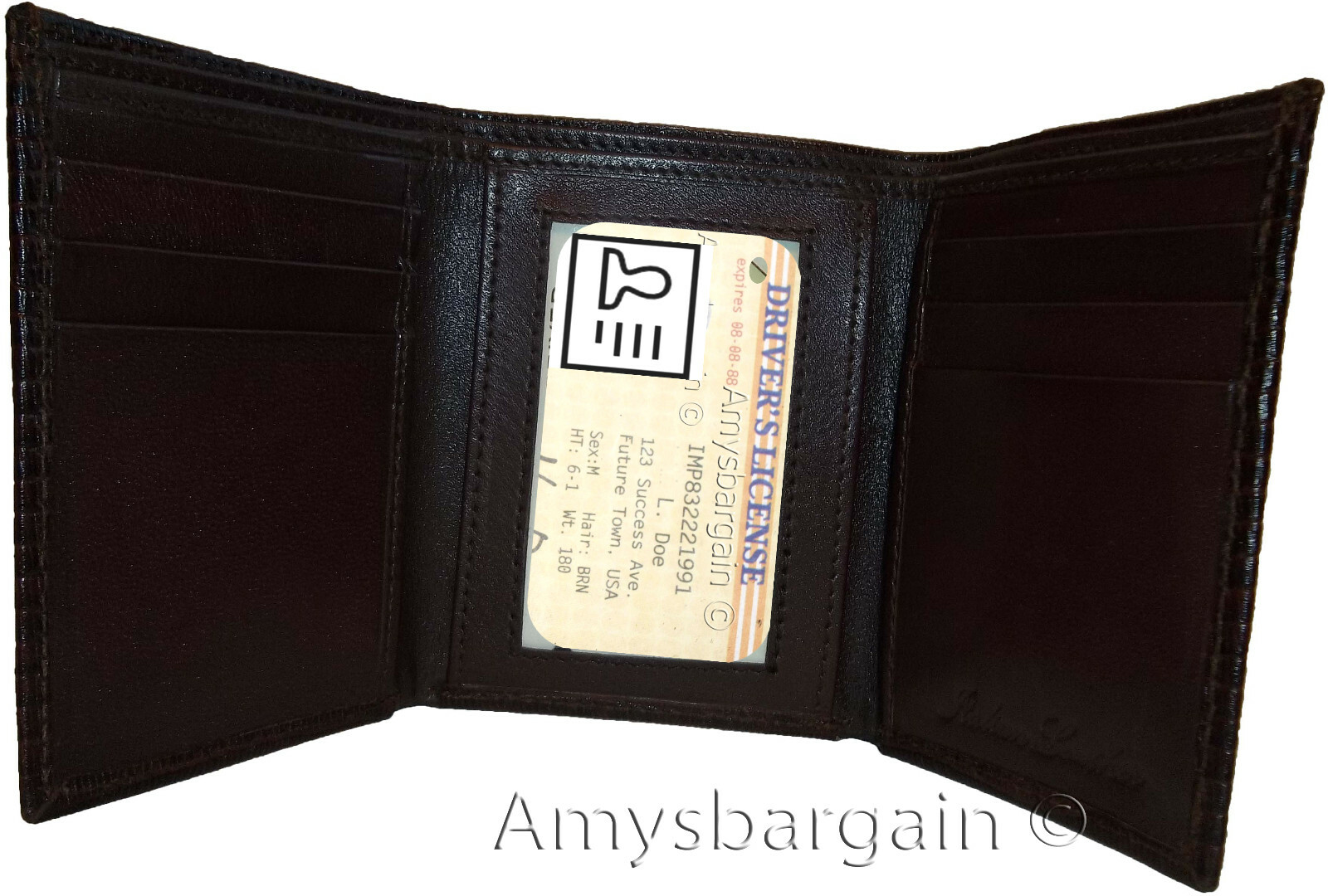 2 new style Woven Printed Leather Man's Trifold wallet 2 bill slots 9 card ID - Image 6