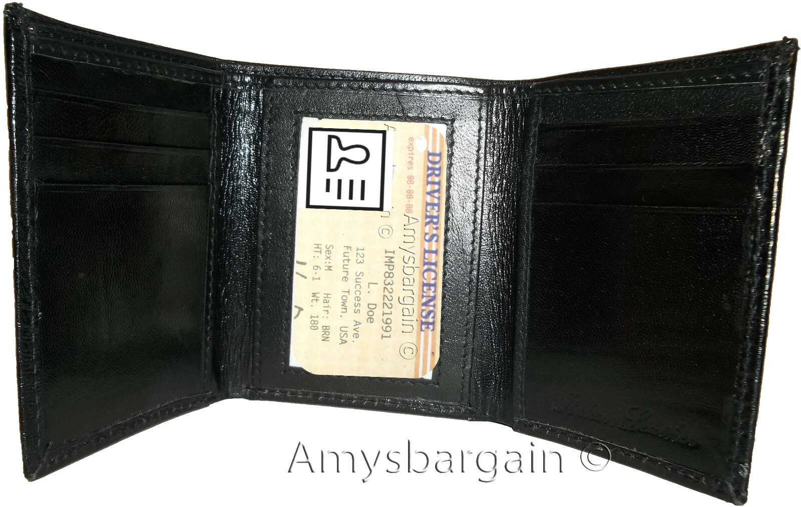 2 new style Woven Printed Leather Man's Trifold wallet 2 bill slots 9 card ID - Image 7