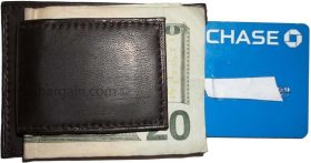 Brown leather money Clip, Magnetic money clip. bills cards holder leather case