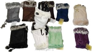 Finger-less Gloves Winter Gloves Hand Wrist Warmer Fur trim one size fits all - Image 9
