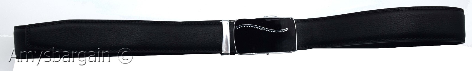 Genuine leather men's ratchet belt men’s casual adjustable automatic buckle 50” - Image 4