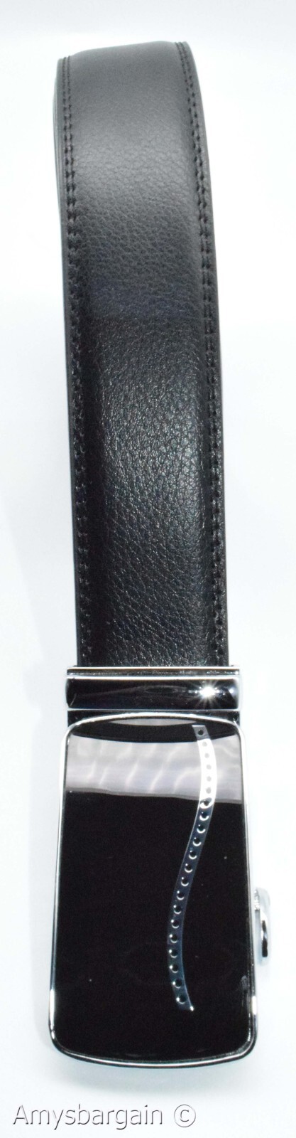 Genuine leather men's ratchet belt men’s casual adjustable automatic buckle 50” - Image 8