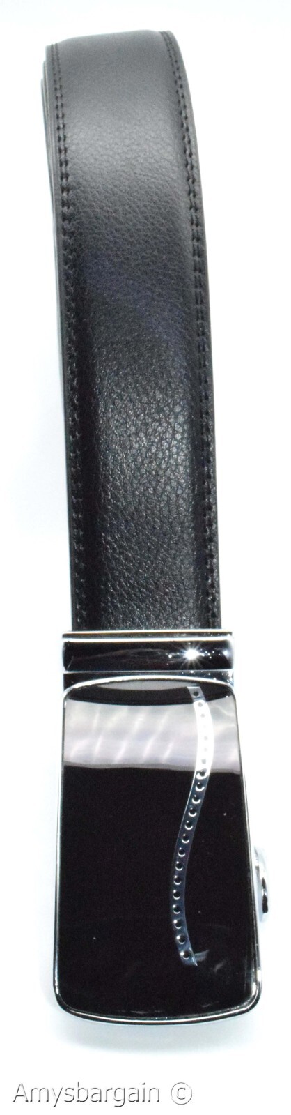 Genuine leather men's ratchet belt men’s casual adjustable automatic buckle 50” - Image 9