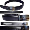 Genuine leather men's ratchet belt men’s casual adjustable automatic buckle 50”