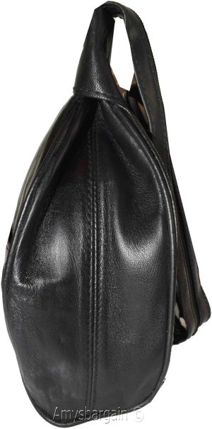 Ladies small Leather backpack, Knapsack Black daypack small Black backpack #21 - Image 9