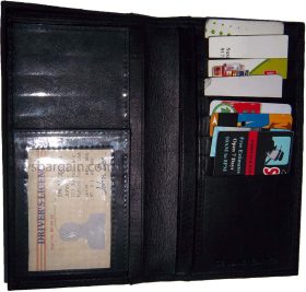 Leather Checkbook Wallet genuine leather wallet 8 Card Holder 3 bills Spaces new