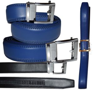 Leather dress belt track line belt Automatic Lock new transparent buckle up-43" - Image 7