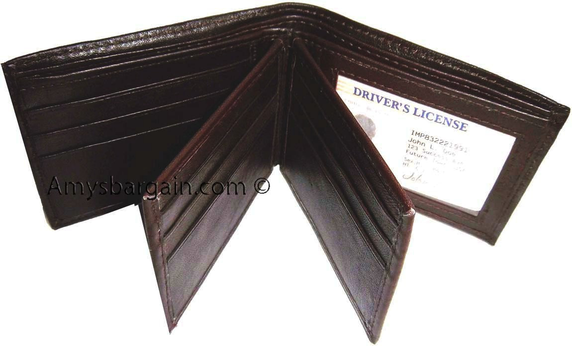 Leather man's Wallet. 9 Card Holder 3 ID windows Billfold Wallet brand new.