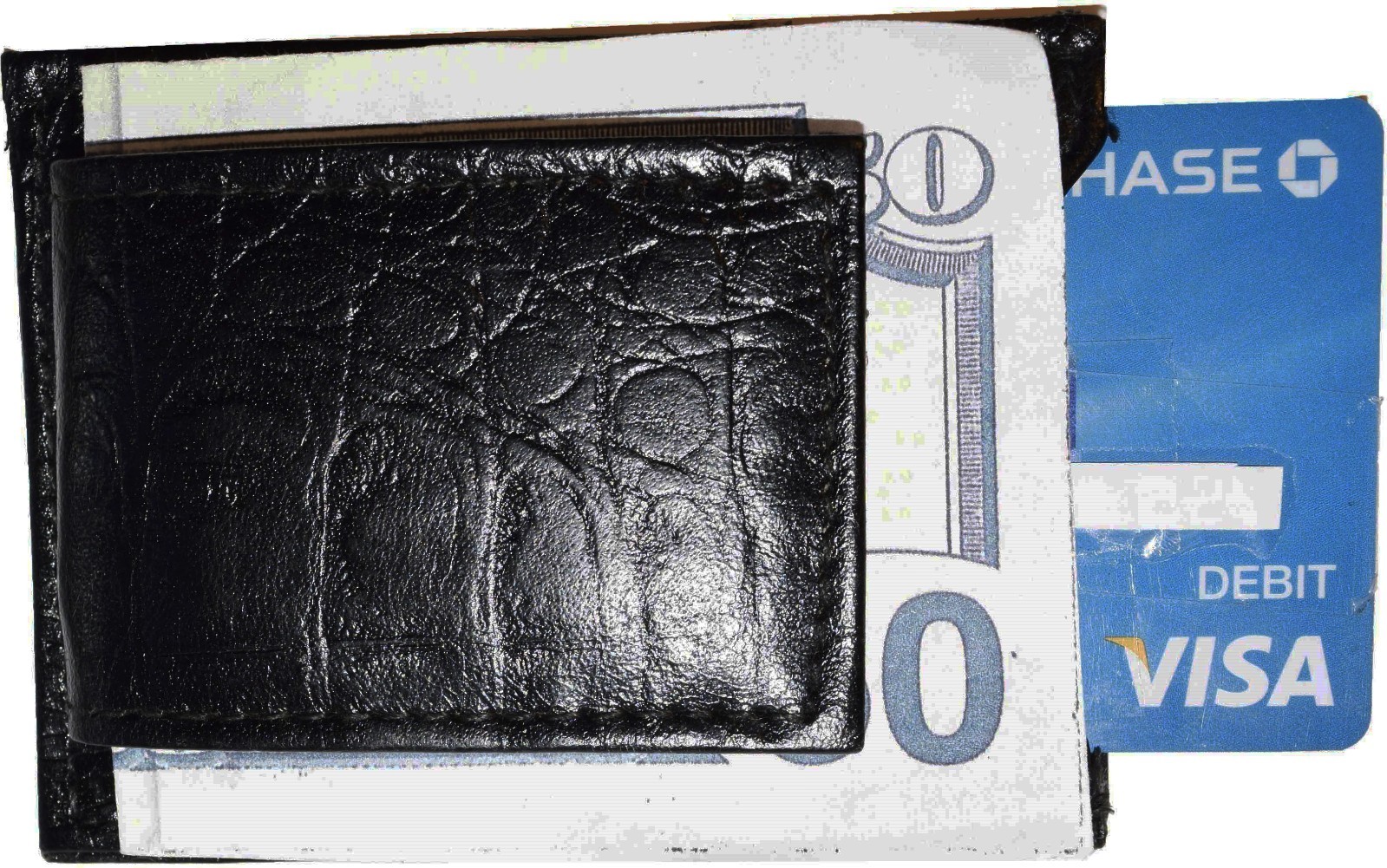Lot of 12 Crocodile skin printed leather New Bifold money clip Black Billfold - Image 4
