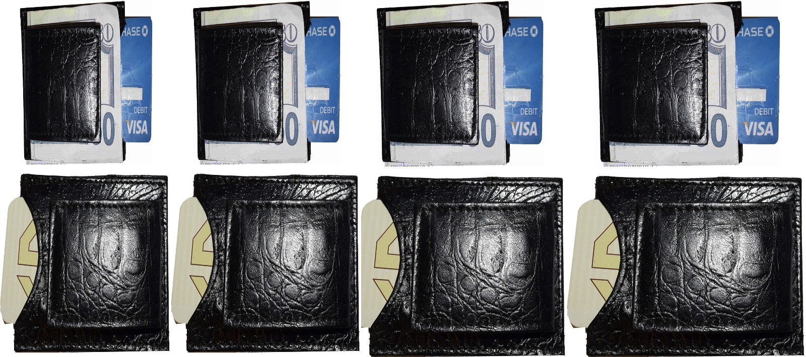 Lot of 12 Crocodile skin printed leather New Bifold money clip Black Billfold - Image 10