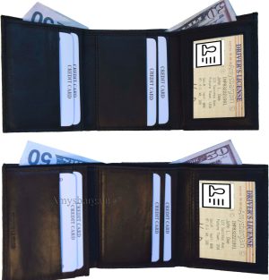 Lot of 12 Man's Trifold wallet genuine calfskin Leather credit card 2 bill slot - Image 10