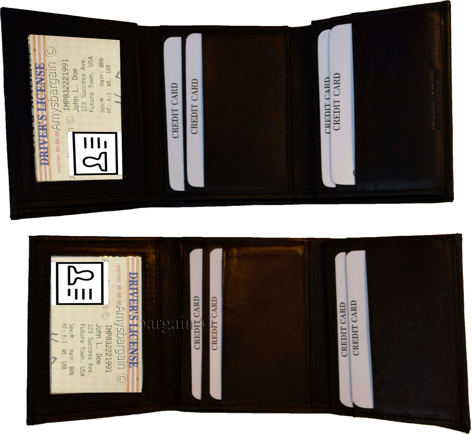 Lot of 12 Man's Trifold wallet genuine calfskin Leather credit card 2 bill slot - Image 6