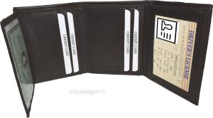 Lot of 12 Man's Trifold wallet genuine calfskin Leather credit card 2 bill slot - Image 8