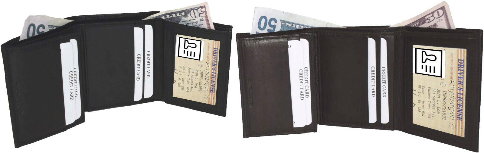 Lot of 12 Man's Trifold wallet genuine calfskin Leather credit card 2 bill slot - Image 10