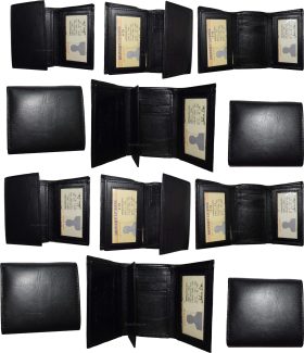 Lot of 12 New Black Trifold Leather Men’s wallet 9 cardspace billfold ID wallet