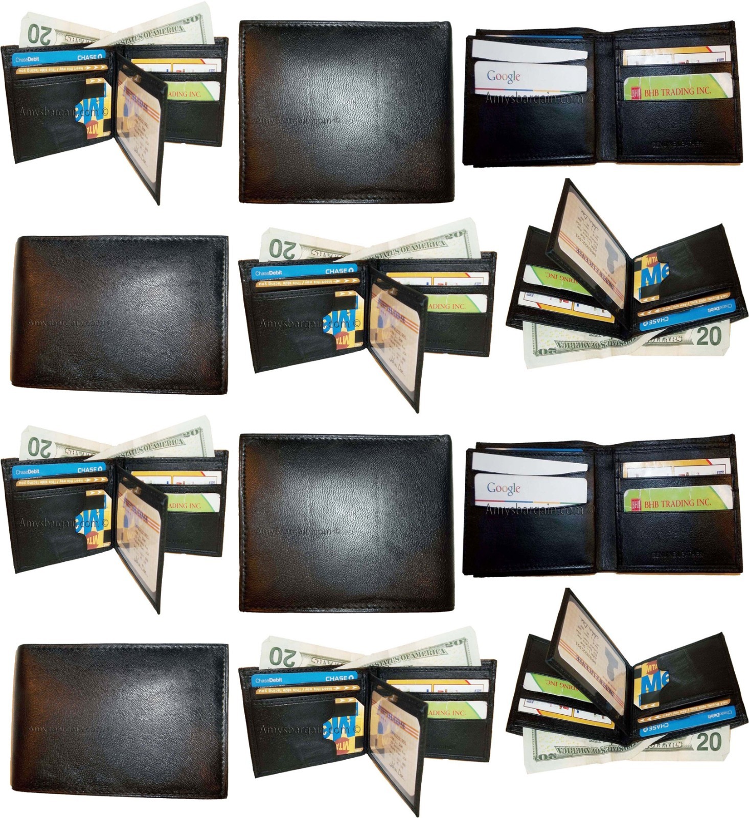 Lot of 12 New Man's Roman style leather 2 billfold wallet 12 credit card ID case - Image 8