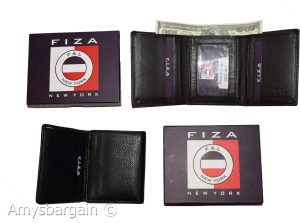 Lot of 2 FIZA NY Leather man's Tri-fold wallet Black Billfold wallet New in Box - Image 12