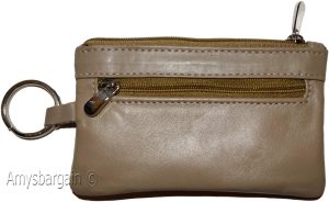 Lot of 2 Leather change purse, Zip coin wallet, 2 pocket coin case w/ key rings - Image 3