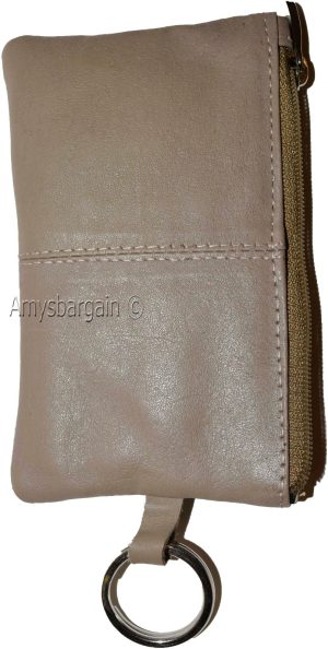 Lot of 2 Leather change purse, Zip coin wallet, 2 pocket coin case w/ key rings - Image 4