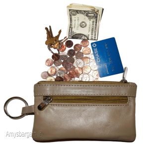 Lot of 2 Leather change purse, Zip coin wallet, 2 pocket coin case w/ key rings - Image 5