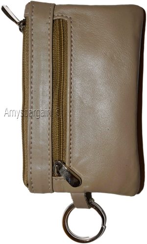 Lot of 2 Leather change purse, Zip coin wallet, 2 pocket coin case w/ key rings - Image 6