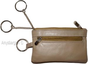 Lot of 2 Leather change purse, Zip coin wallet, 2 pocket coin case w/ key rings - Image 8
