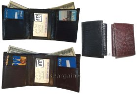 Lot of 2 Lizard printed leather Man's Trifold wallet 2 bill slots 9 card ID new