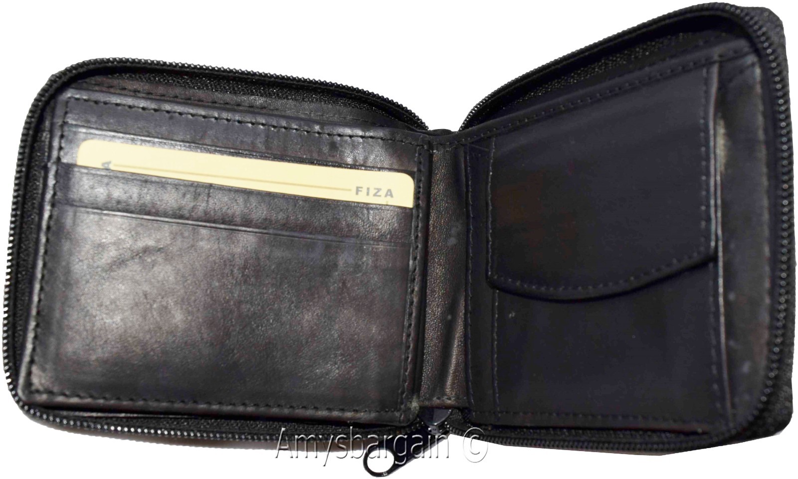 Lot of 2. Men's zip around Leather Wallet. Bifold zip wallet. Fiza wallet in box - Image 5