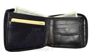 Lot of 2. Men's zip around Leather Wallet. Bifold zip wallet. Fiza wallet in box - Image 9