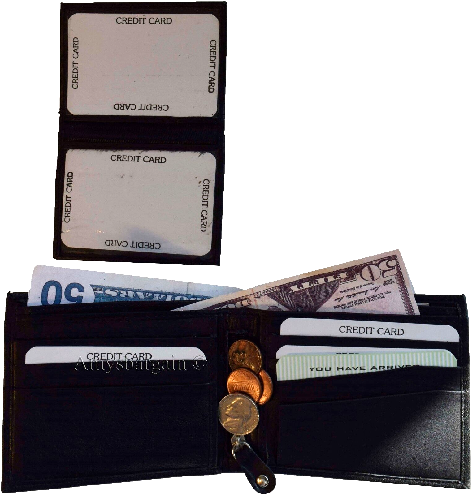 Lot of 2 New Men's High-end leather bill slot wallet unbranded bifold wallet new - Image 5