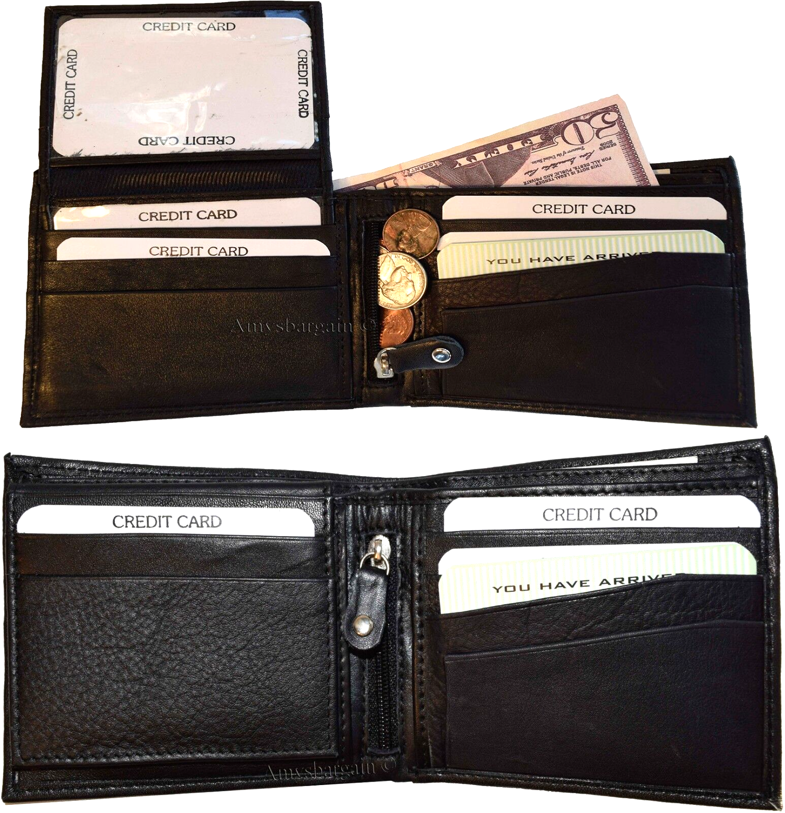 Lot of 2 New Men's High-end leather bill slot wallet unbranded bifold wallet new