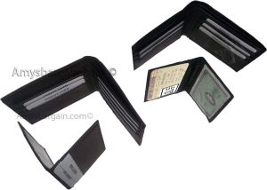Lot of 2 New Men's Soft Black/Brown Leather Bifold Wallet 9 Credit Card 2 ID BN - Image 4