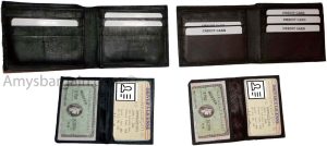 Lot of 2 New Men's Soft Black/Brown Leather Bifold Wallet 9 Credit Card 2 ID BN