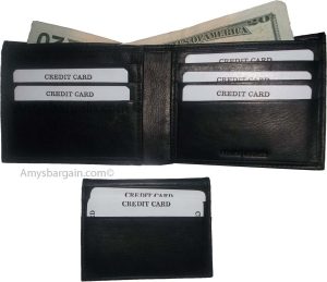 Lot of 2 New Men's Soft Black/Brown Leather Bifold Wallet 9 Credit Card 2 ID BN - Image 8