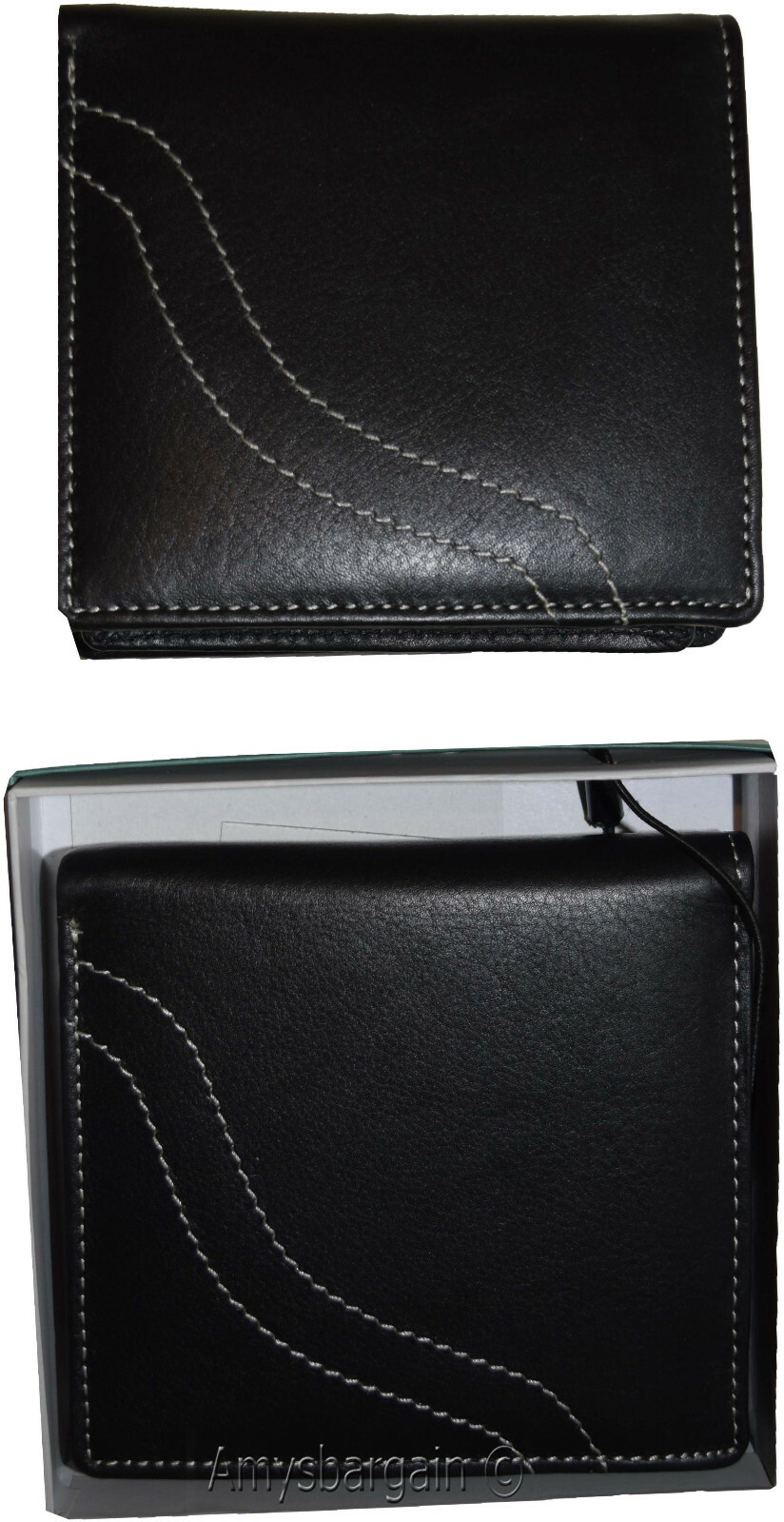 Lot of 2 RFID Men's Hipster wallet Genuine Leather Bifold 15 Cards ID New in Box - Image 6