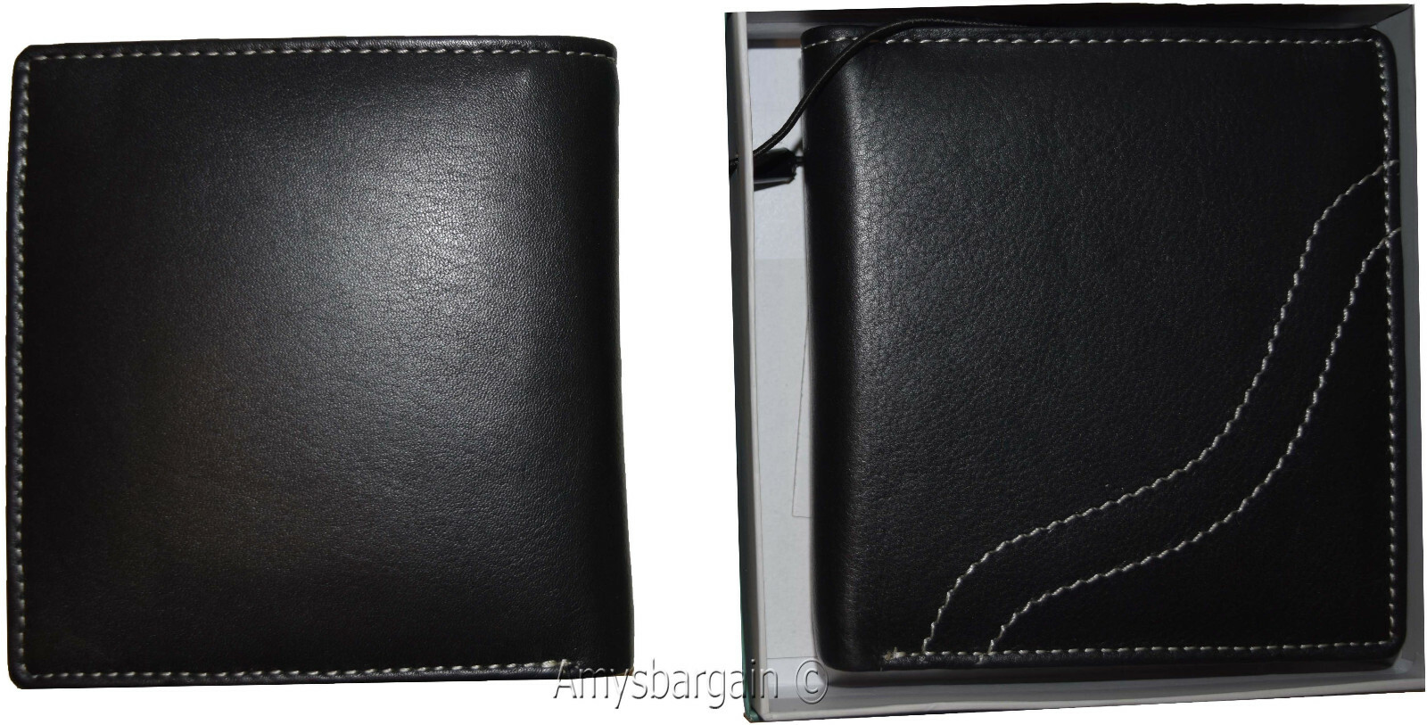 Lot of 2 RFID Men's Hipster wallet Genuine Leather Bifold 15 Cards ID New in Box - Image 7