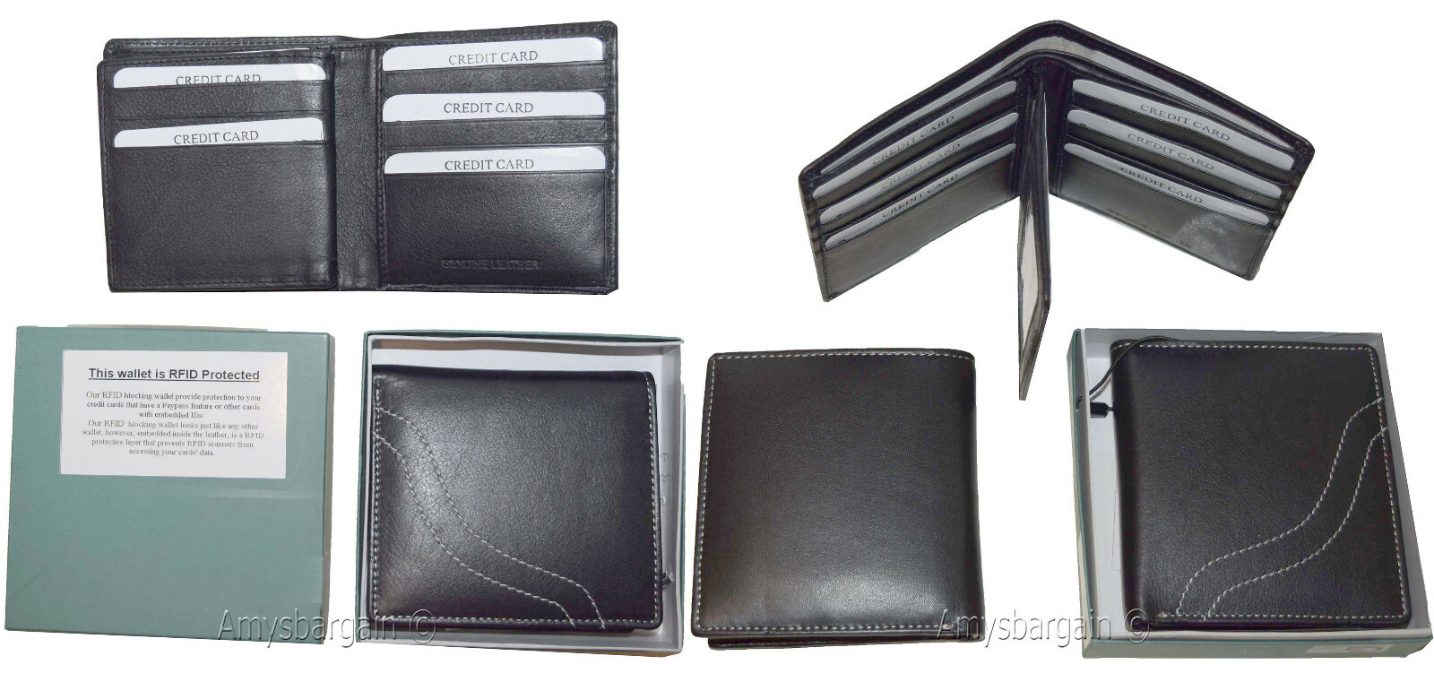 Lot of 2 RFID Men's Hipster wallet Genuine Leather Bifold 15 Cards ID New in Box