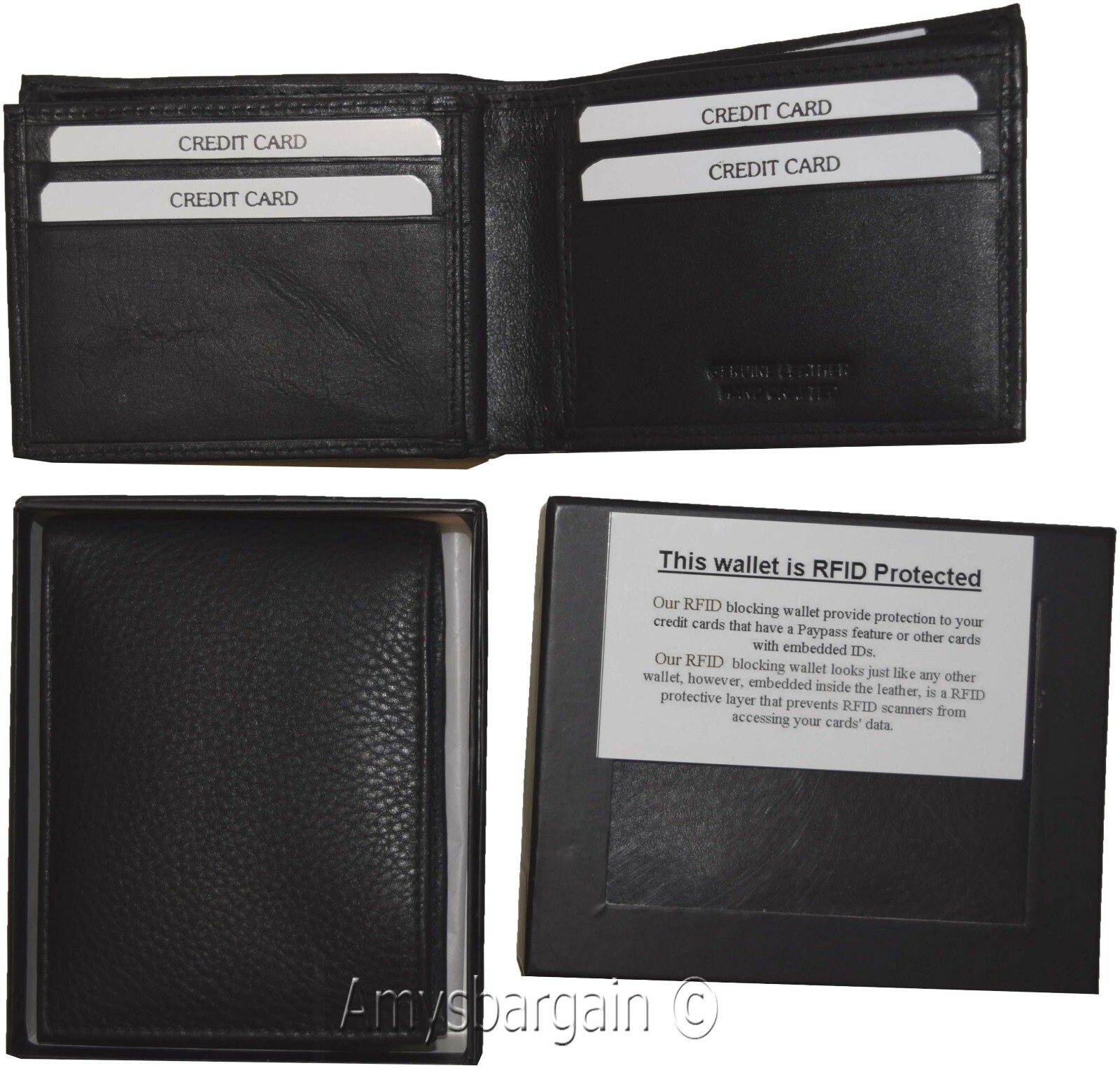 Lot of 2 RFID Men's Leather wallet 2 Bifold genuine leather 2 IDs New in Box - Image 3