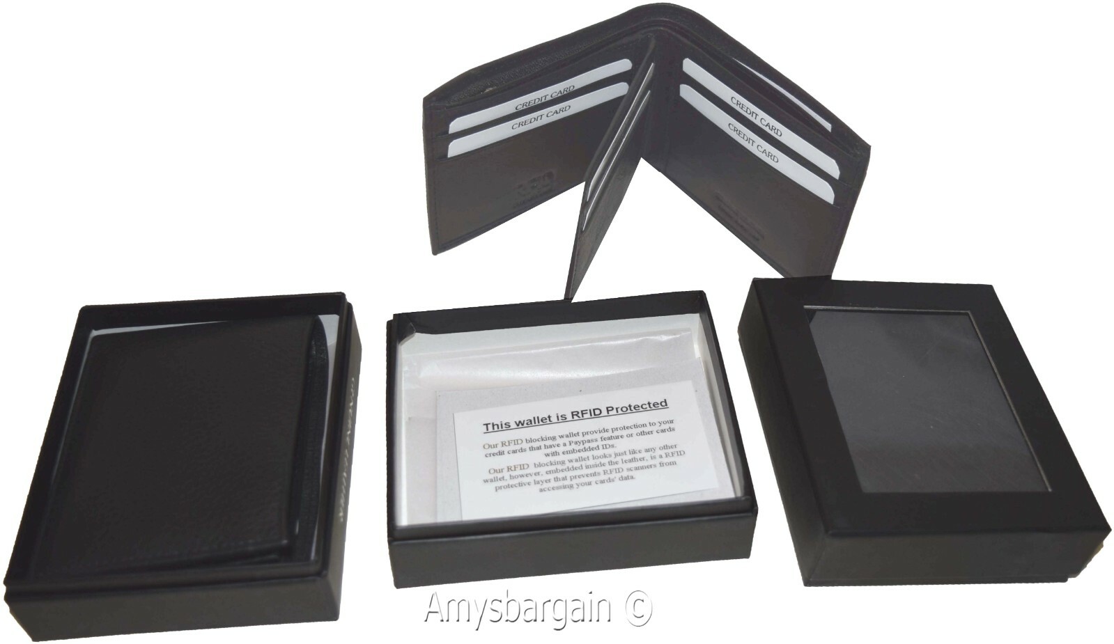 Lot of 2 RFID Men's Leather wallet 2 Bifold genuine leather 2 IDs New in Box - Image 8