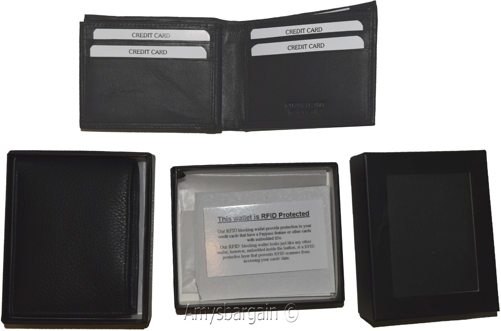 Lot of 2 RFID Men's Leather wallet 2 Bifold genuine leather 2 IDs New in Box - Image 9