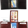 Lot of 2 new men's trifold leather wallet, 3 id center piece men's billfold