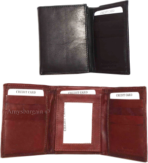 Lot of 2 new men's trifold leather wallet, 3 id center piece men's billfold - Image 7