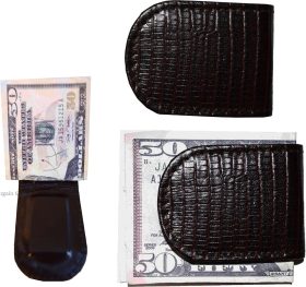 Lot of 3 Lizard printed leather money clip New Brown Unbranded money clip
