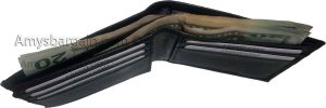 Lot of 3 Men's Black Bifold Calfskin leather 2 Bill slots 7 card 1 ID Window NWT - Image 10