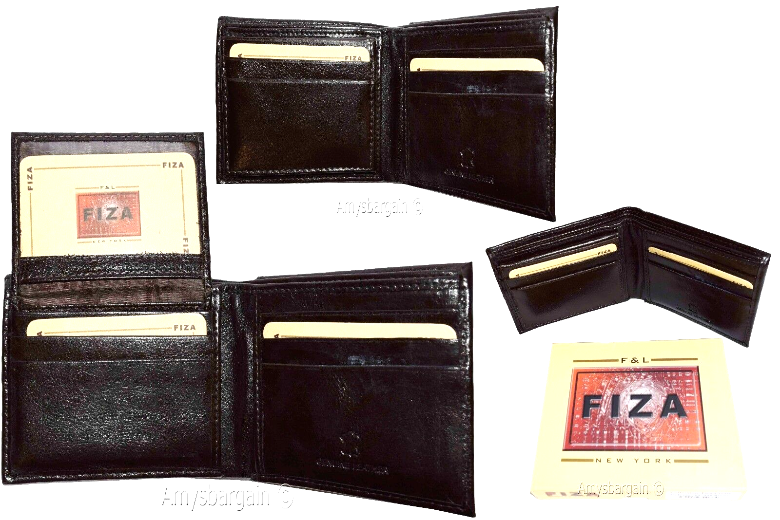 Lot of 3 Men's wallet Billfold Leather Wallet 9 card Brown leather wallet in box